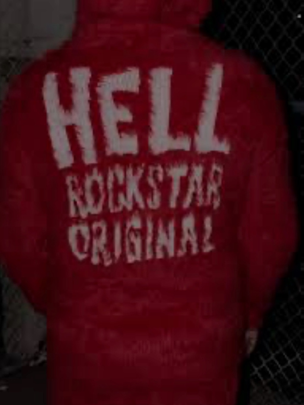 Red Faux-Fur Graphic Hooded Jacket